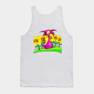 Angry cat in flowers Tank Top